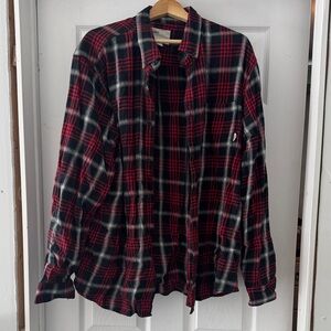Men's Red and Black Plaid Casual Button Down Shirt